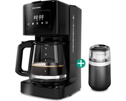 Koffiezetapparaat - Filterkoffie - Digitaal Display - 14 Koppen - 1.8L - Zwart - Vivid Green - incl Elektrische koffiemolen Image