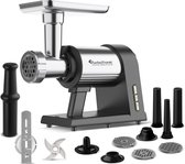 TurboTronic MG10 Elektrische Vleesmolen - Gehaktmolen - 2600W - Metalen tandwielen - Zwart/Chroom