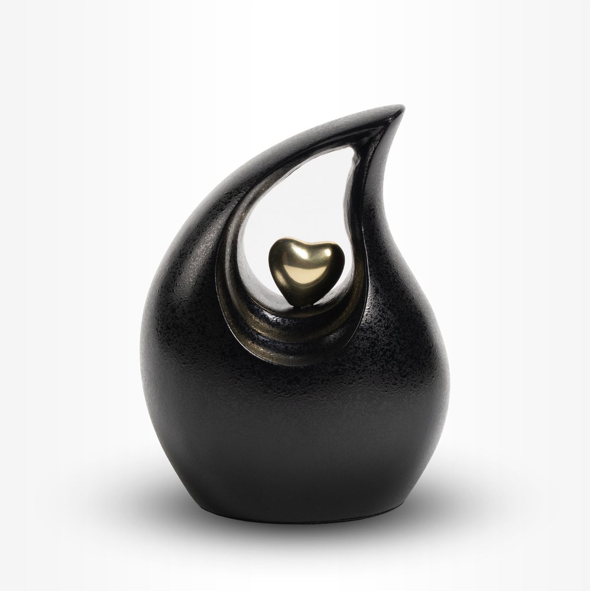 Teardrop Urn Middel 800 ml Mat Zwart Goudkleurig - Urn voor Menselijke As - Crematie Urn voor As Volwassenen - Dieren Urn voor As Crematie - Urn Hond - Urn Kat