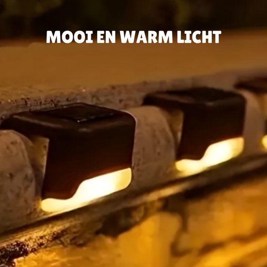 Lampe Solar Extérieure - Set de 2 Pièces - Éclairage Solar de Jardin - 6 LED - Etanche - Lampe Escalier Extérieur et Jardin - Éclairage extérieur Énergie Solaire - Opulfy