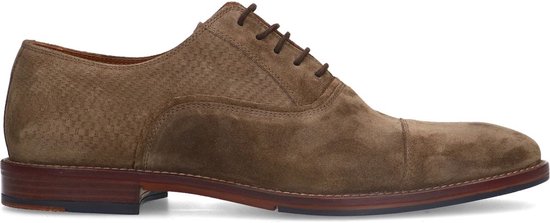 Manfield - Homme - Chaussures à lacets en daim taupe - Pointure 47