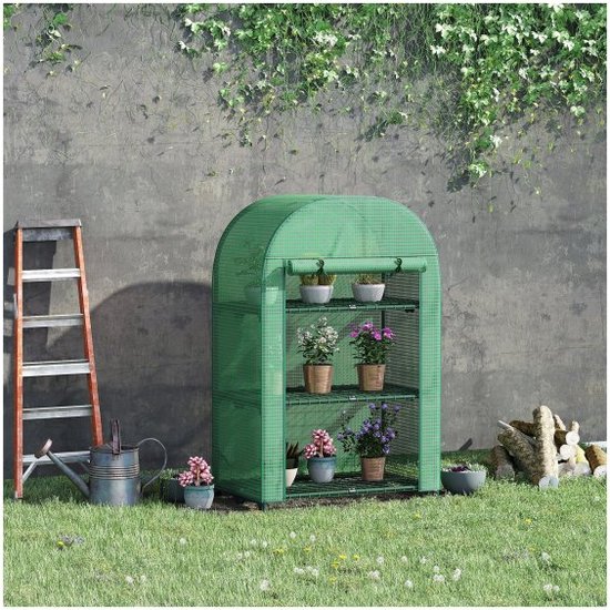 Quictent Mini Kas 10x10x15 Cm – Walk-in Kas Met Hordeur En Planken – Groen PE Afdekking – Draagbaar Tuinhuisje