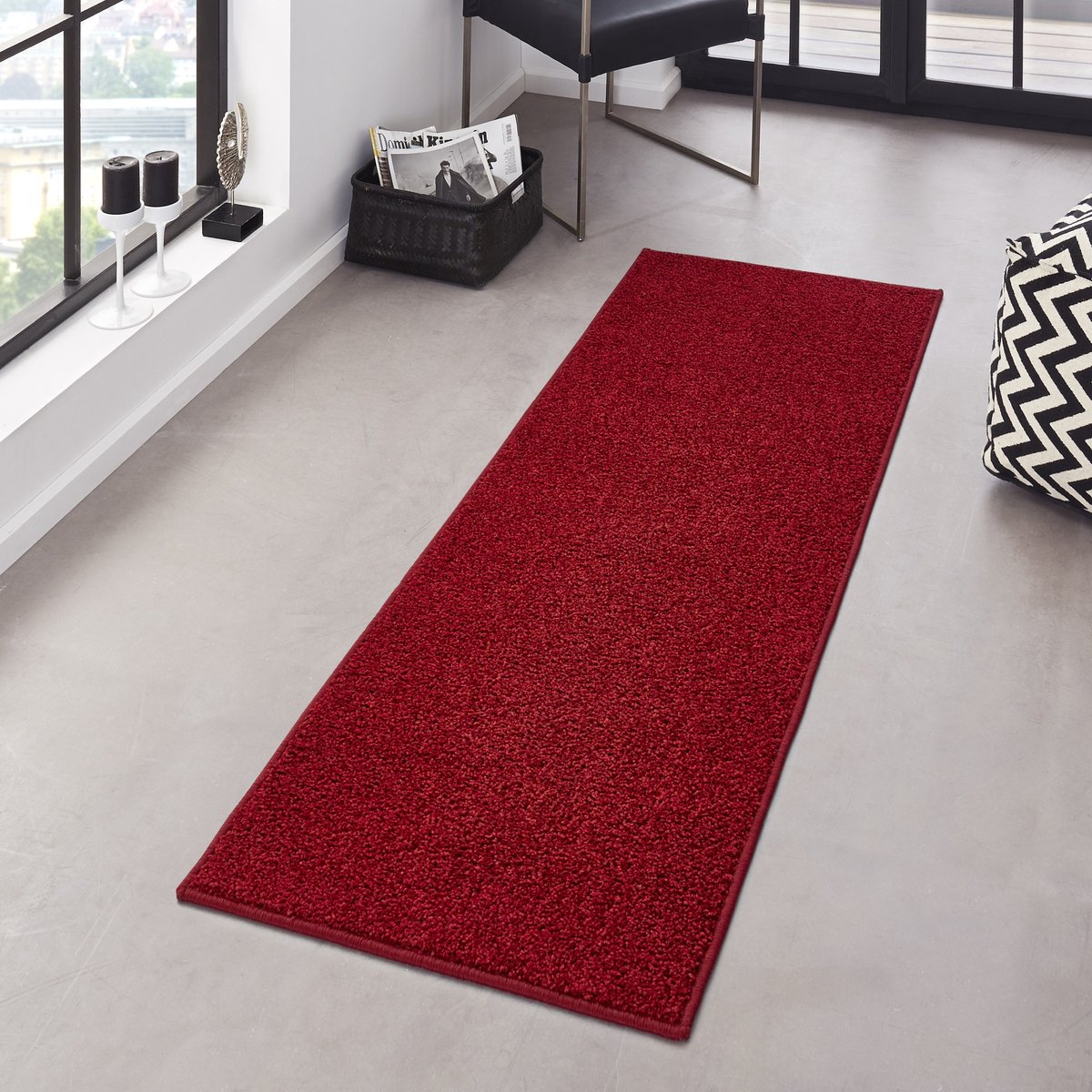 Flycarpets Pure Loper / Vloerkleed Rood - Laagpolig Tapijtloper - 80x150 cm