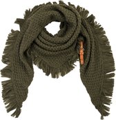 Sunset-Châle-Triangle écharpe- Groot-Toucher doux-Tricoté lourd- Ceinture-230x90-Vert armée