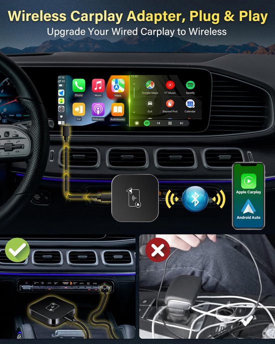 Kraftverdia™ - Carplay Dongle - Carplay Draadloos - geschikt voor Apple CarPlay & Android Auto - met 5GHz Wifi - Plug en Play - Snelle transmissie - Mini draadloze Carplay-adapter - Gemakkelijk te gebruiken van Kraftverdia™ — afbeelding 4