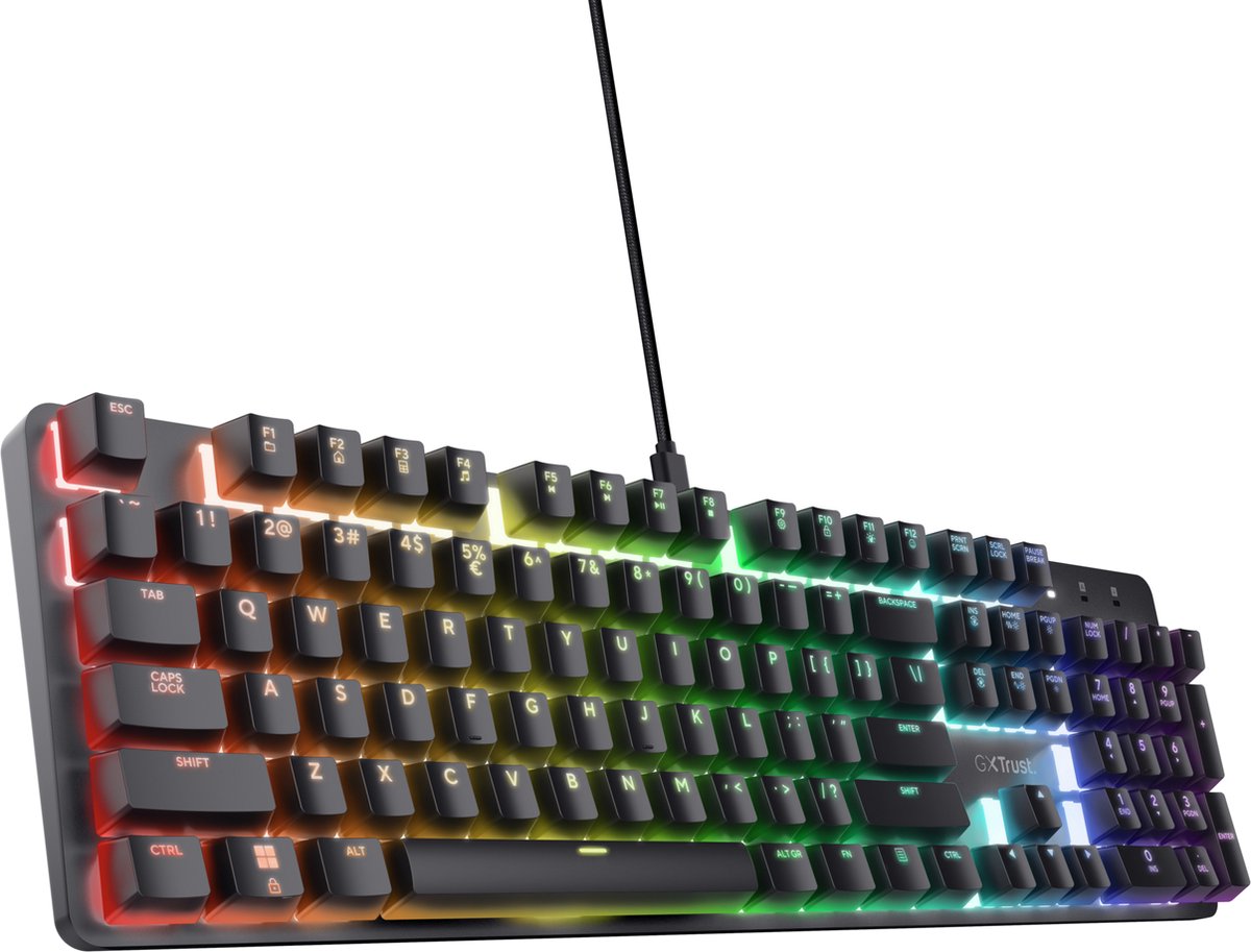 Trust GXT 871 Zora - Gaming Toetsenbord - Mechanisch met Lineaire Huano Switches - Full-size - RGB - Bedraad - QWERTY US - Zwart thumbnail 5