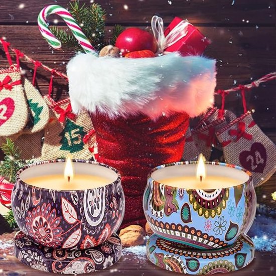 Geurkaarsen, cadeauset, 8 stuks, vanille, lavendel-aroma-kaarsen, reiskaarsen voor vrouwen, sojakaarsen, 100-120 branduren voor yoga, aromatherapie, stressvermindering, Valentijnsdag, verjaardag, Kerstmis