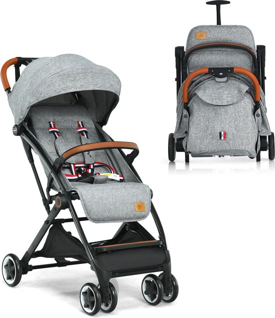 Kinderbuggy, opvouwbare kinderwagen met wattenschijfjes en muggennetten