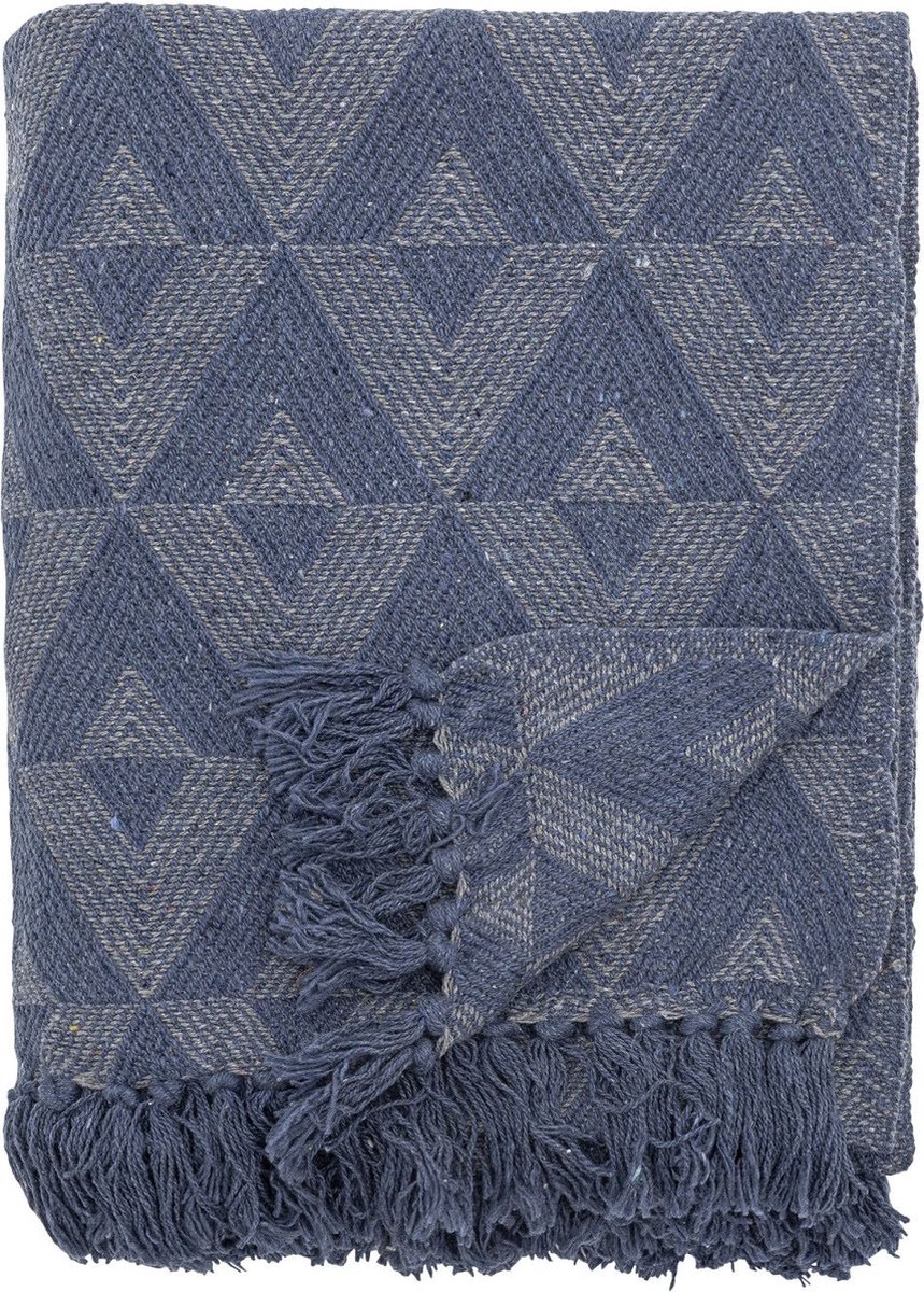 Udine Plaid - blauw - gerecycled katoen - 160x130cm