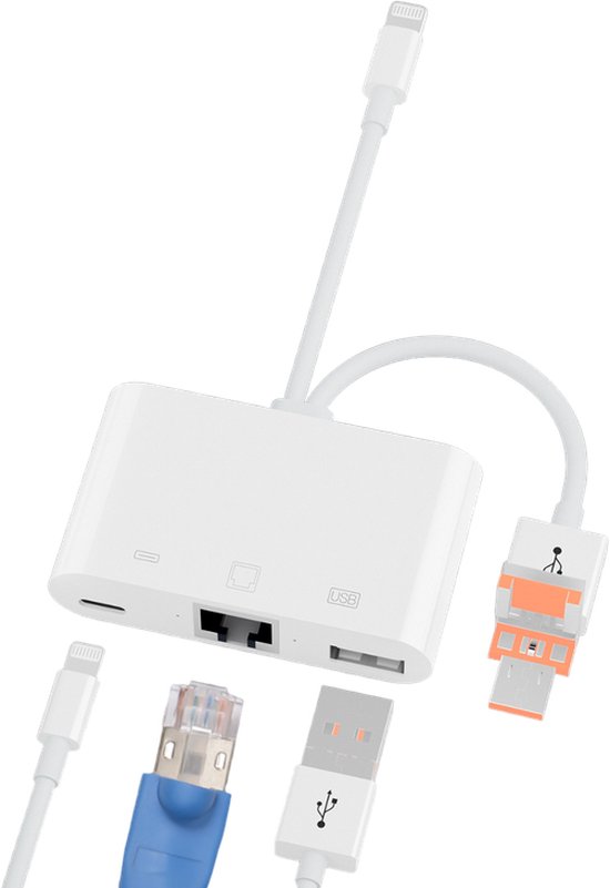 8-Pin (Lightning) USB-C USB naar 8-Pin (Lightning) Ethernet
