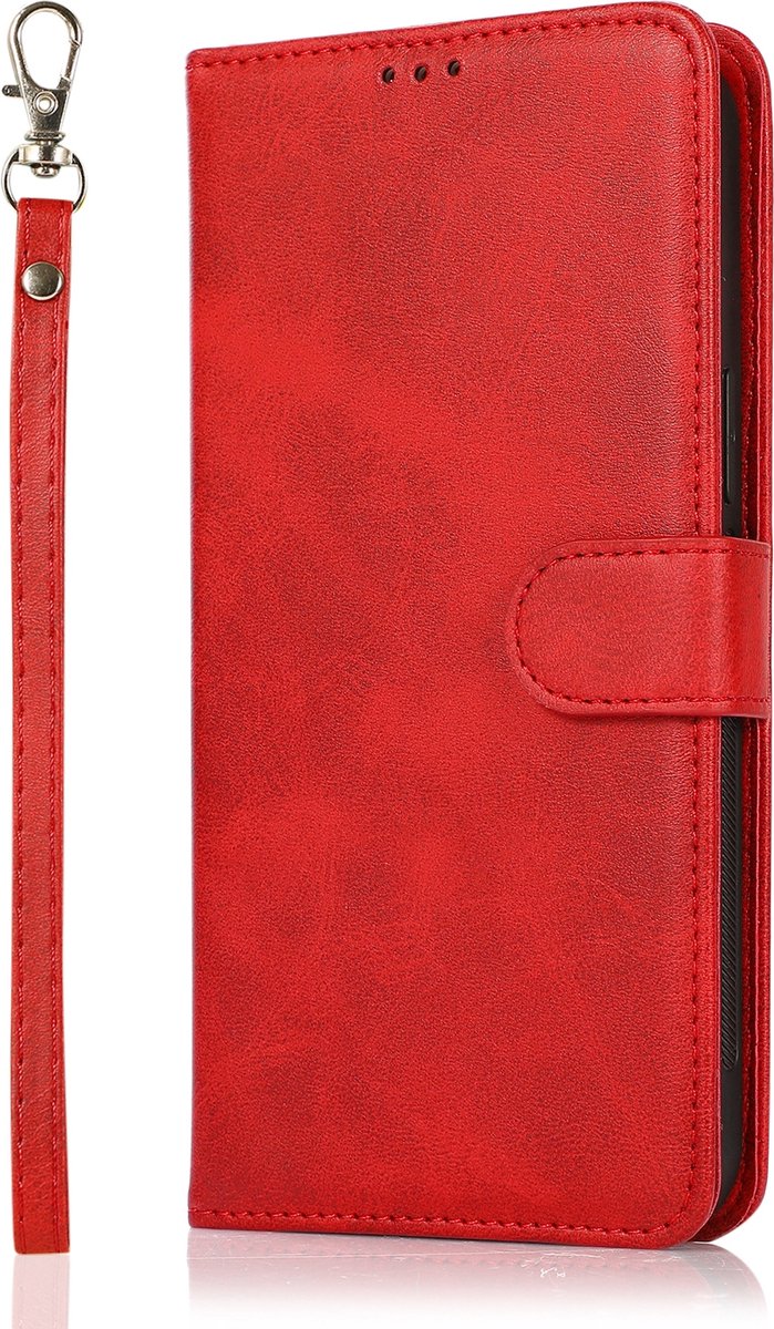 Mobigear Telefoonhoesje geschikt voor Apple iPhone 16 Hoesje | Mobigear Wallet Uitneembare 2in1 Bookcase Portemonnee | Pasjeshouder voor 3 Pasjes | Telefoonhoesje voor Pinpas / OV Kaart / Rijbewijs - Rood
