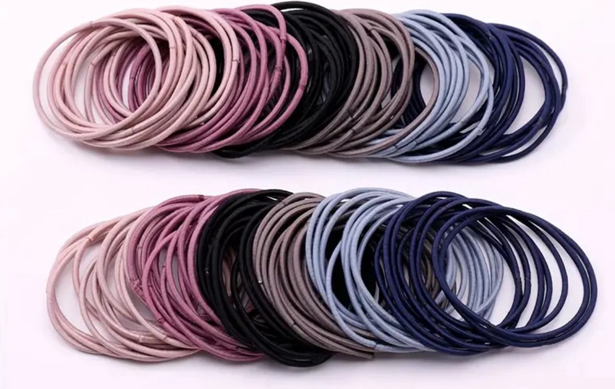 100 stuks Haarelastiekjes in 5 verschillende kleuren - Haarelastiekjes- hoge kwaliteit -haar accessoires- merk: Fyfanie