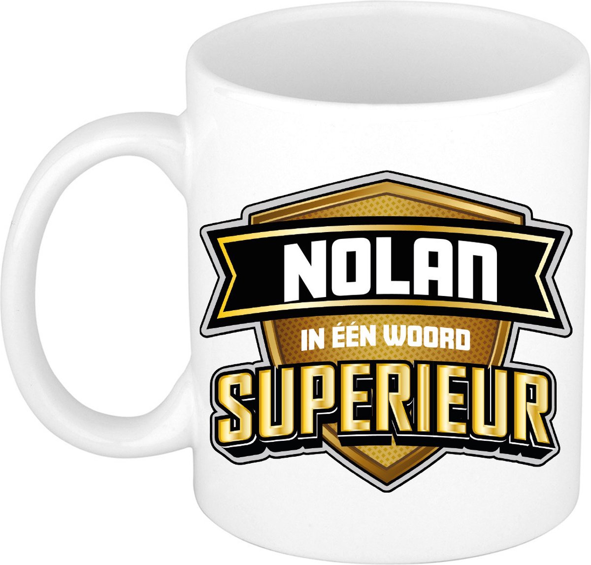 Bellatio Decorations Naam mok Nolan - wit - Superieur - keramiek - 300 ml - collega beker - cadeau