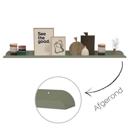 Hoya living - Fotolijstplank Lima - metaal - 120cm - Kleur Salie groen