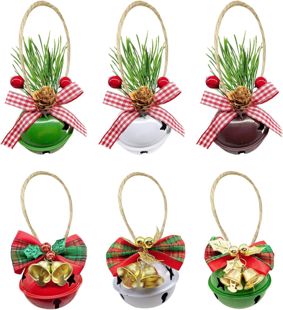 6 Stuks Kerst Jingle Bells Hangers – Metalen Kerstboom Ornamenten Voor DIY - Krans - Raam & Deur Decoratie – Feestelijke Kerstversiering Voor Thuis