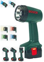 Klein Toys Bosch mini speelgoed lamp - 9,5x6,4x18 cm - kan 90 graden draaien - incl. verstelbare ring licht in vier kleuren en knipperlicht - groen