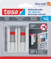 Deux vis adhésives tesa® blanches réglables pour papier peint et plâtre, 1kg.
