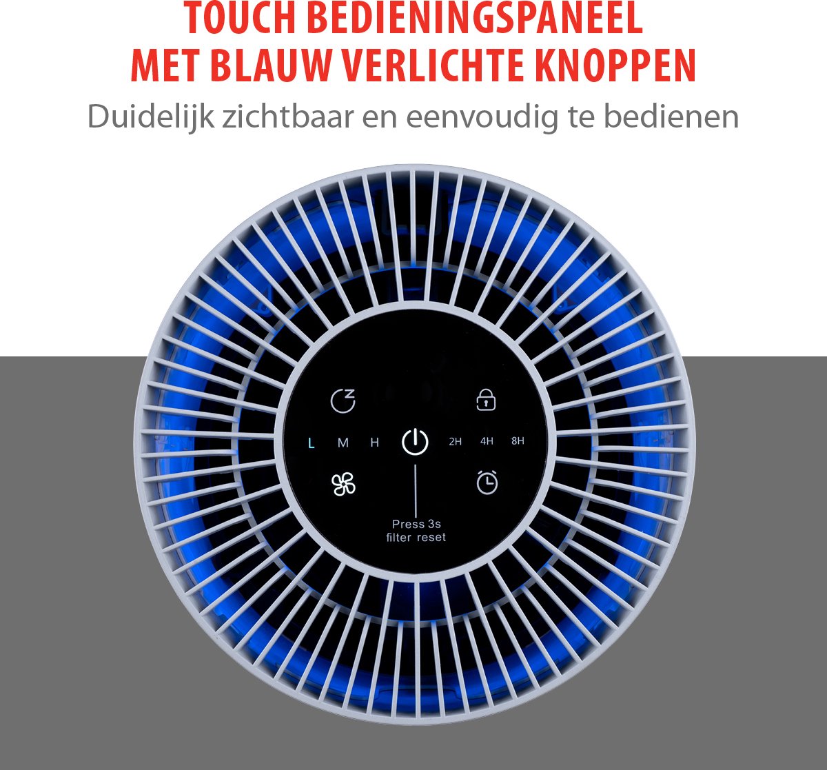 alpina Luchtreiniger met HEPA Filter H13 - Air Purifier met Ionisator voor Ruimtes 5-10 m2 - Lucht Reiniger 60 m³/h - Air Cleaner met 3 Snelheden - 230V/12W - Wit — afbeelding 6