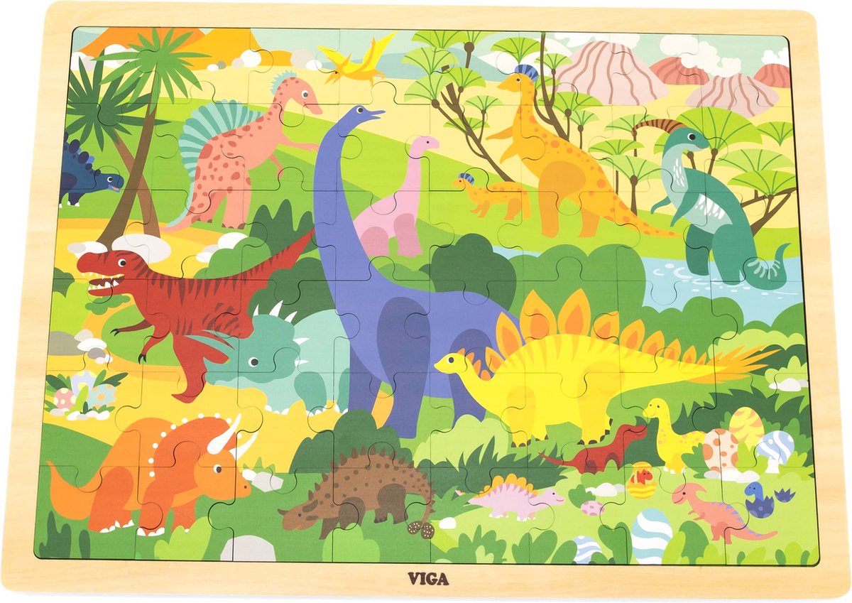 Viga - 48 pcs Wooden Puzzle - Dino (3Y+)