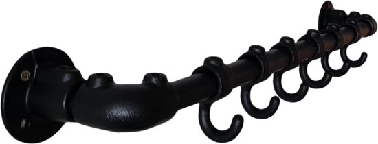 Steigerbuis Kapstok | 80cm | 6 Haken | Buis 27mm | Industrieel | Loft | Robuust | Buis | Staal | Metaal