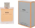 Fles en doosje BOSS HUGO BOSS IN MOTION eau de toilette 100 ml. Grijze doos met oranje rand.