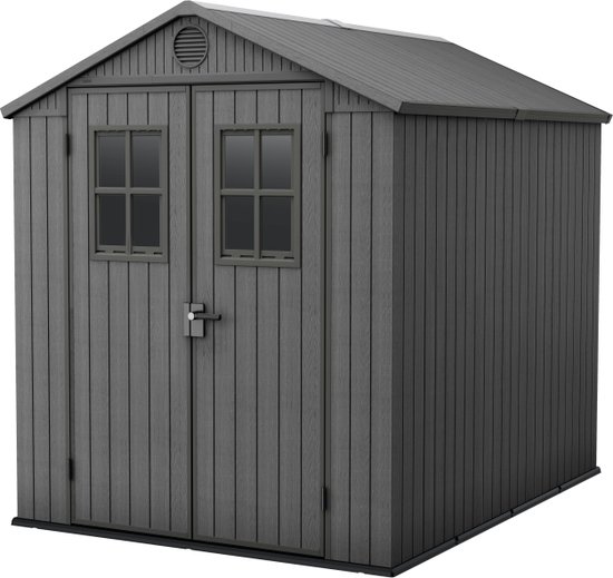 Keter Darwin 68 Tuinhuis - dubbele deuren + ramen - 190x244x221 - Grijs