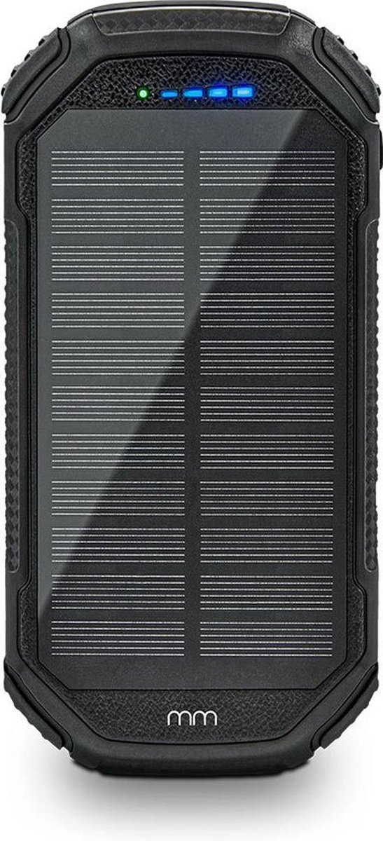 MikaMax Powerbank solar 20.000 MAH - Maakt gebruik van zonne-energie - Beste solar powerbank - Powerbank op zonne energie - Draadloos opladen / IQ opladen