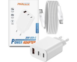 Usb C Adapter 30w Snellader met usb C naar usb C kabel 3 Meter