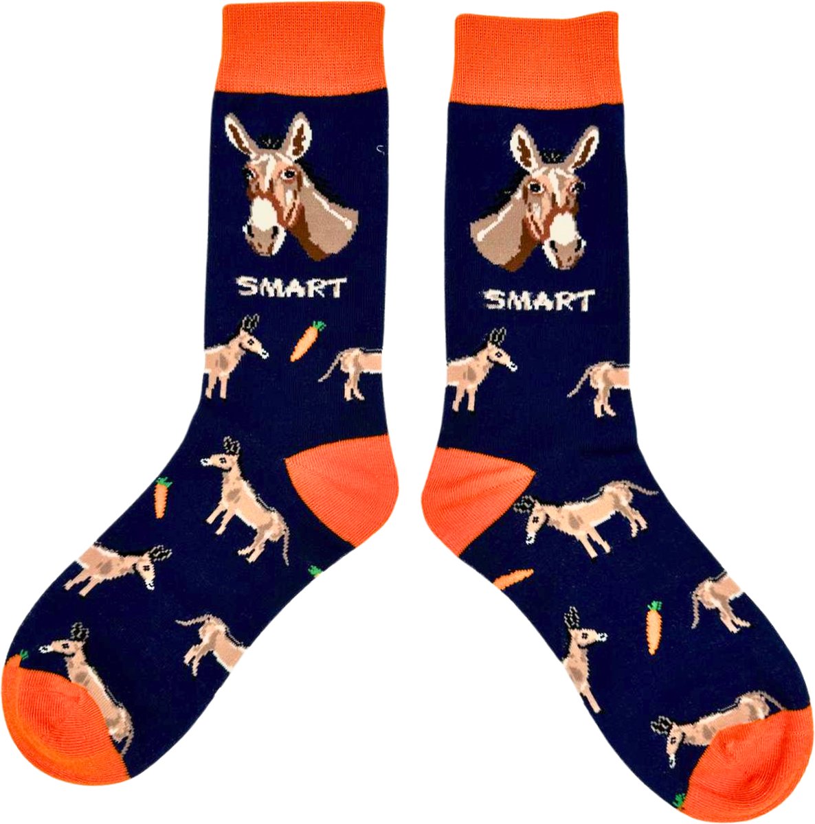 Tutti Footi - Sokken met Ezels & Wortels en tekst: Smart - maat 37-42 - Grappige sokken voor dames/heren