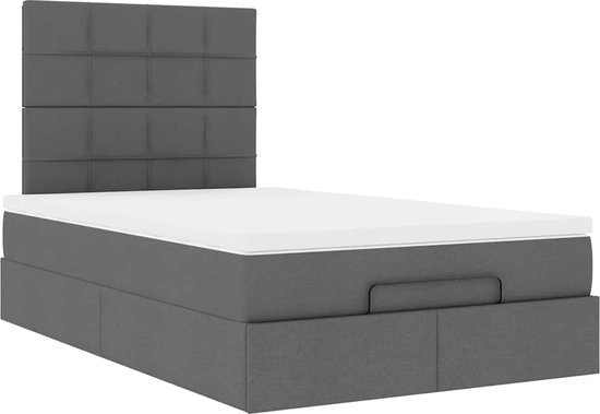 VidaXL Boxspring Met Matras Donkergrijs 120x190 Cm - Incl. Ledverlichting En Topper