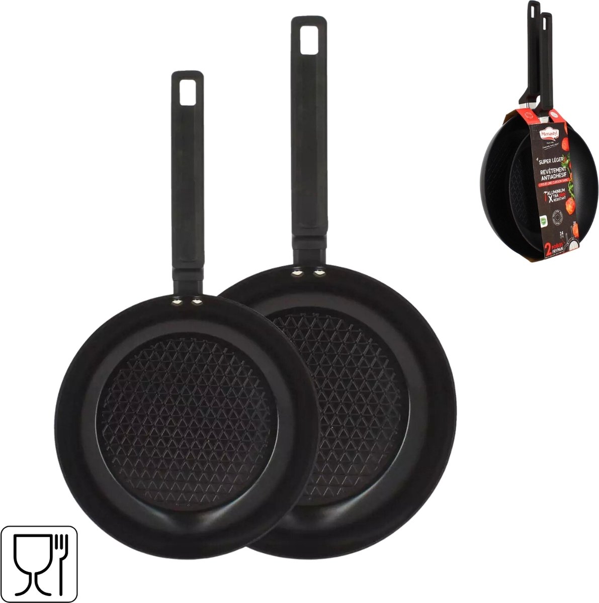 Pan Menastyl Aluminium Ø 24 cm Ø 28 cm (2 Stuks)