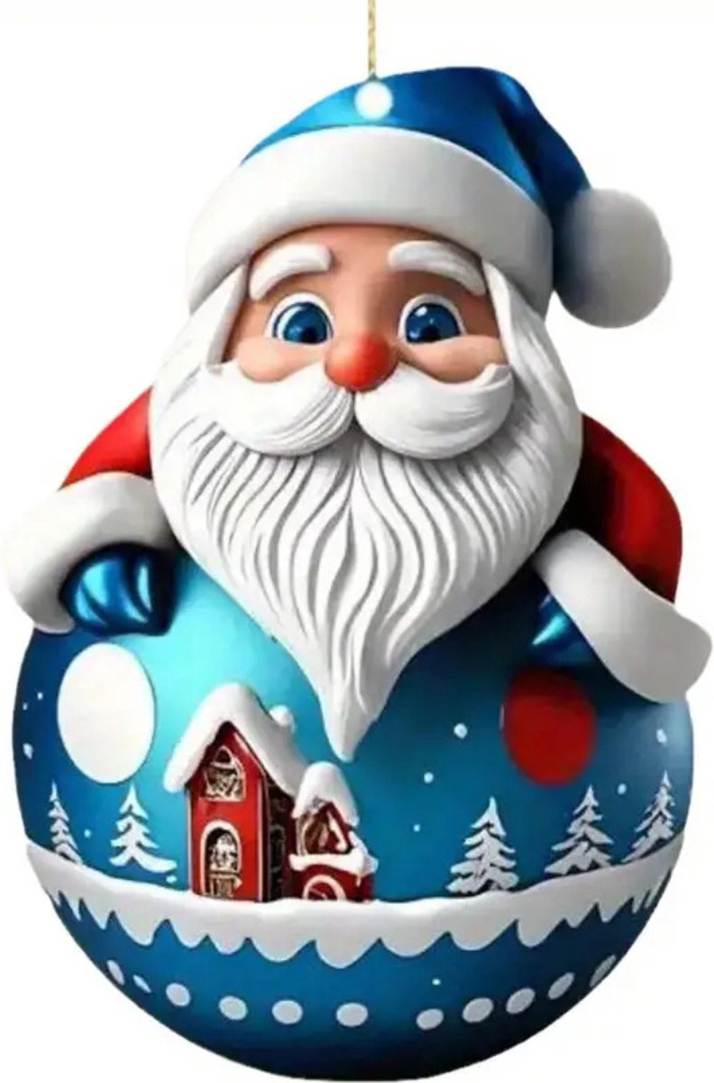 Blauwe acryl Kerstman kerstbal voor feestelijke decoratie.