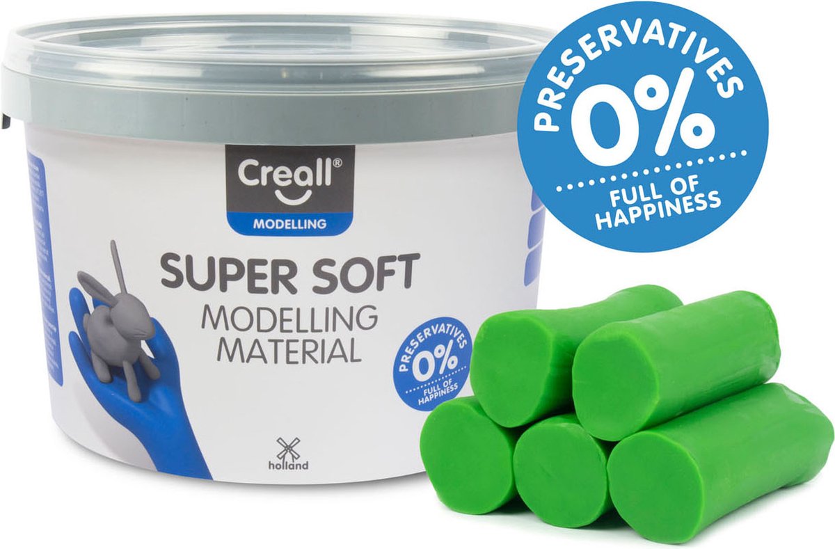 Creall Supersoft boetseerklei - groen - hersluitbare emmer - 1750 gram - glutenvrij - gemaakt in Nederland — afbeelding 2