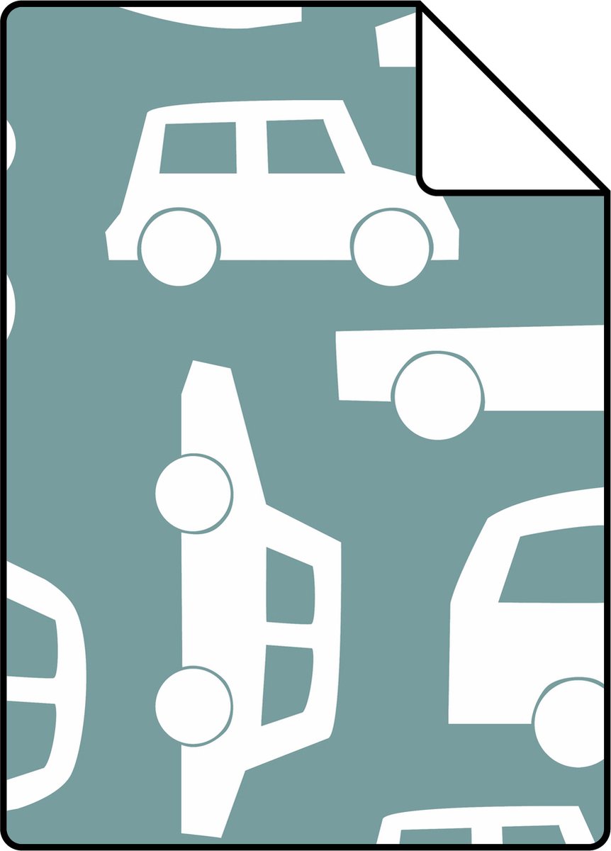 Proefstaal ESTAhome behang auto's vergrijsd blauw - 26.5 x 21 cm - 139048-S