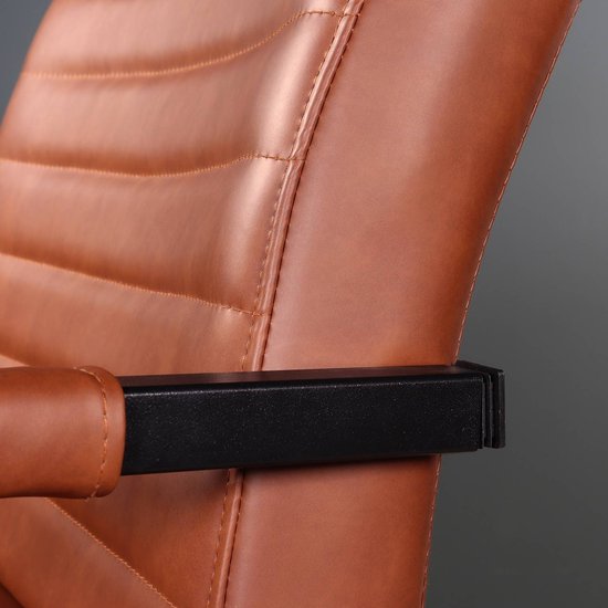 SET OFF: Chaise de salle à manger 4 pièces avec accoudoirs cognac Chaise de salle à manger design industriel Noor