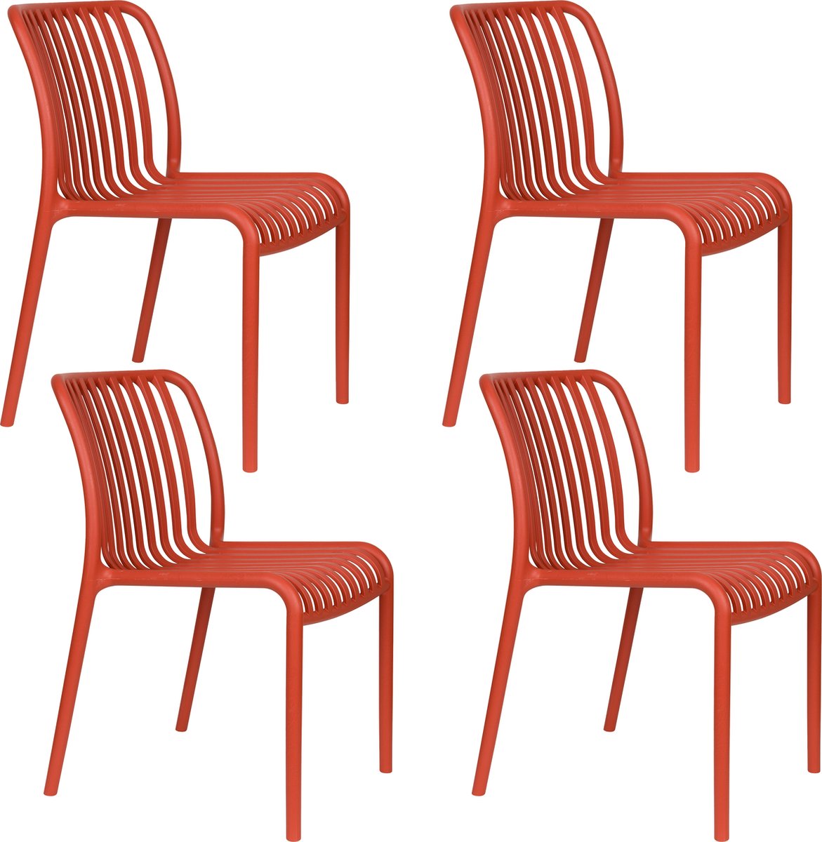 Housecraft Living Mante Tuinstoelen Kunststof Terra/ Rood - Set van 4
