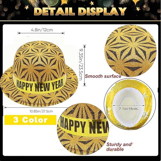 Bdecoll Piece Glitter New Year's Eve Decoration 2025 Set, Happy