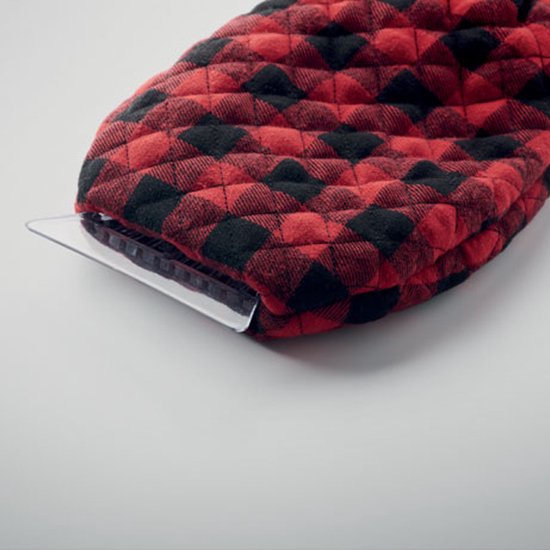 Grattoir à glace voiture - Essuie-glace - Grattoir à vitre - Accessoires de voiture - Grattoir à glace avec gant - À carreaux - Rouge/noir