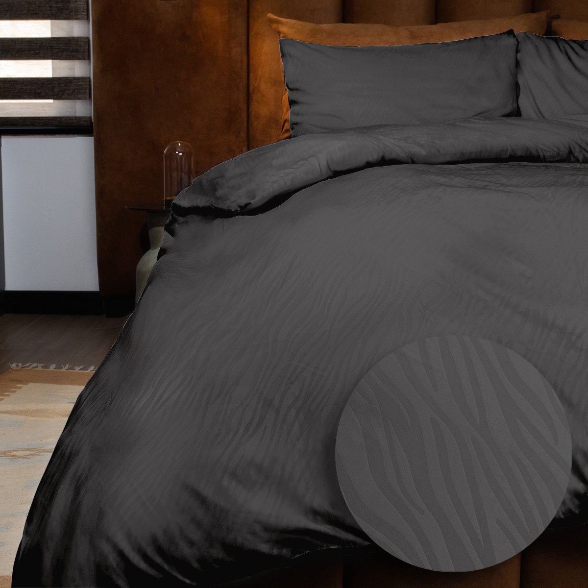 Zydante Dekbedovertrek Set 140x220 cm - met 1 Kussenslopen - Emboss Zebra Zwart