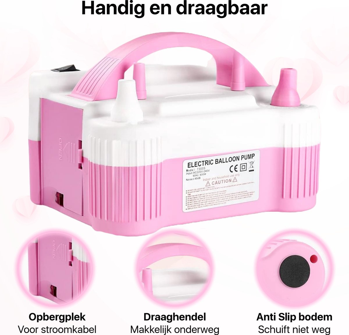 Elektrische Ballonnenpomp - Snel Feest Ballonnen Opblazen - Ballonnenboog Ballon Pomp - Verjaardag Versiering Decoratie - Roze — afbeelding 5