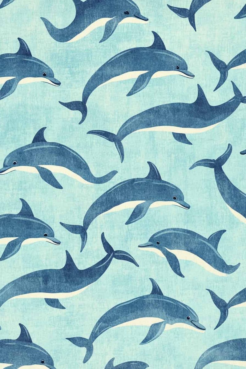 Dolfijnen Poster - Kunst - Kinderkamer - Kinder - Oceanen - Dieren - Zwemmen - Zee - posters - formaat 50x70cm - Wanddecoratie - S4672
