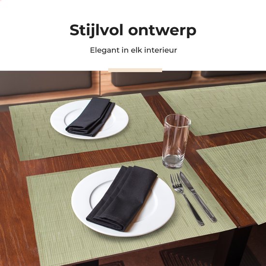 Castagnola PVC - Set de table en plastique - Dessous de verre hydrofuge - Dessous de verre - Napperons en plastique - 6 pièces - 45 x 30 cm - Vert