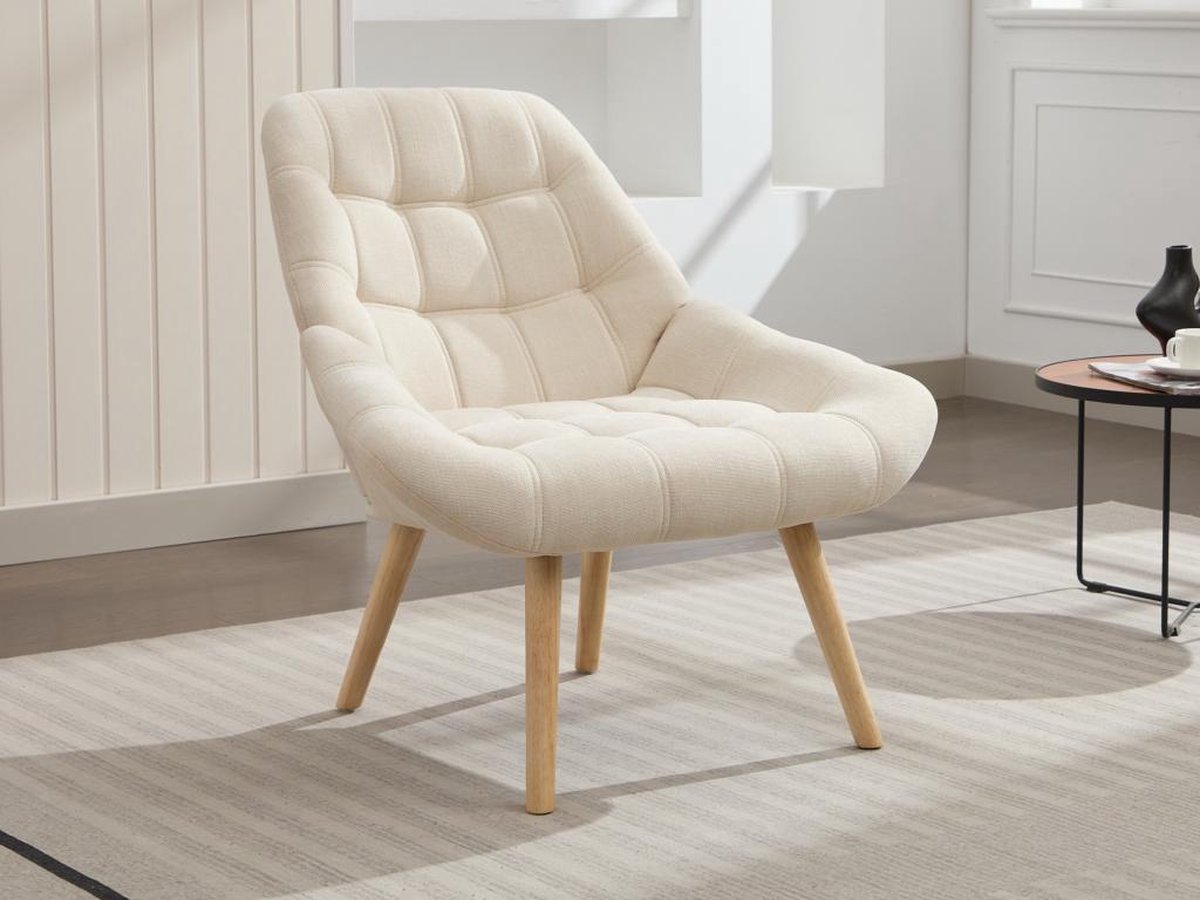 Vente-unique Fauteuil in beige stof LUOSTO
