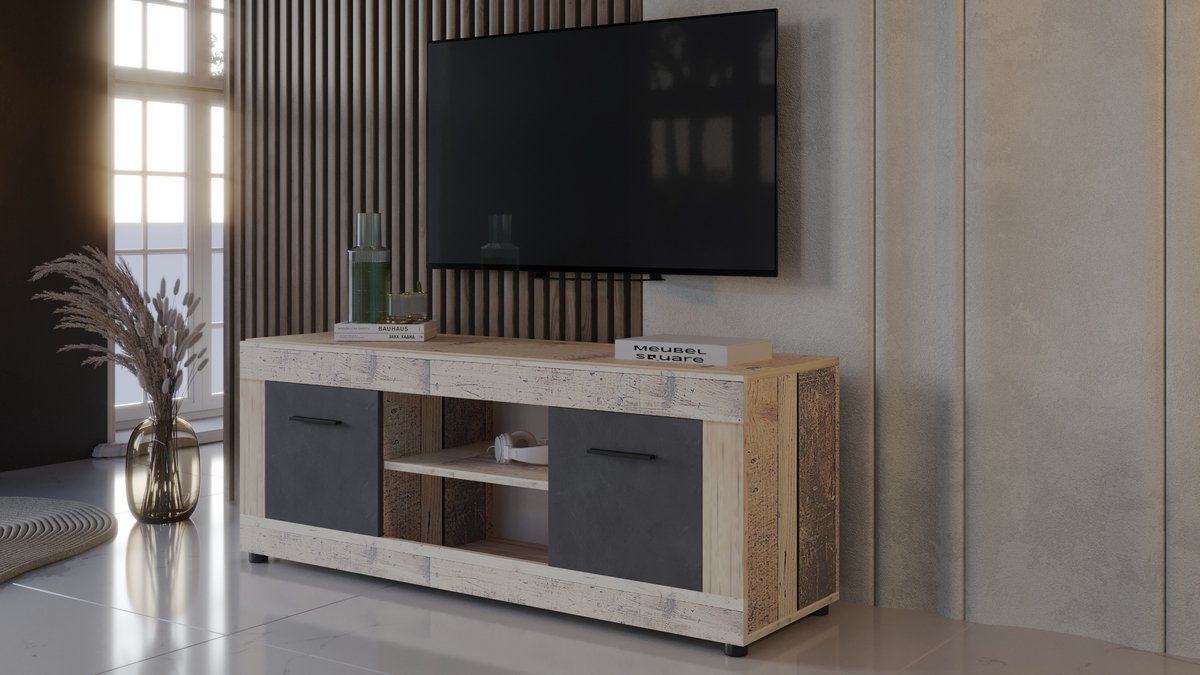 Meubel Square - TV meubel Vantage - Licht Old Wood - 140 cm - TV kast