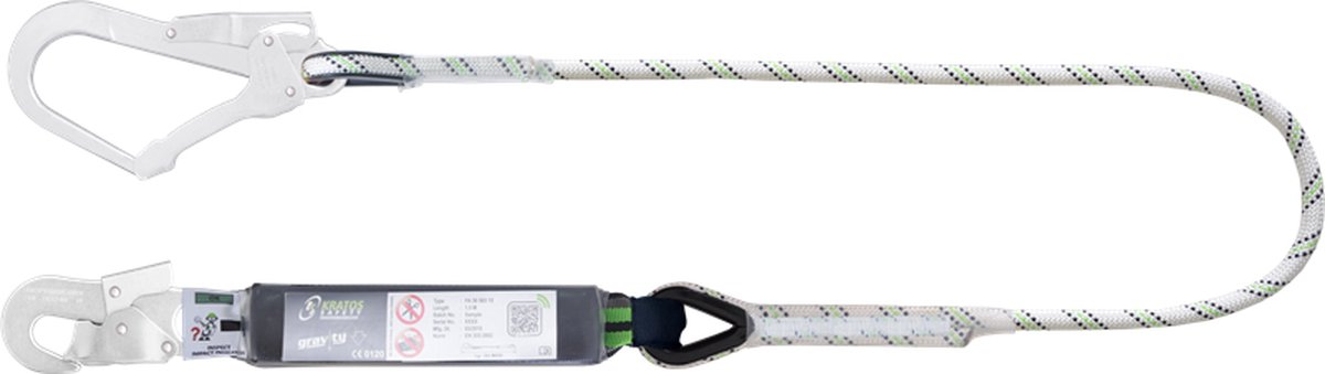 Kratos Safety veiligheidslijn met steigerhaak en karabijnhaak - 2m - FA3050320 - Incl. Zie omschrijving