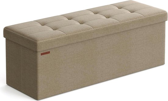 WOLTU Zitbank, fluwelen poef met opbergruimte, opbergdoos, voetenbank, gestoffeerde bank van fluwelen houten poten, 50 x 35 x 45 cm, donkergroen