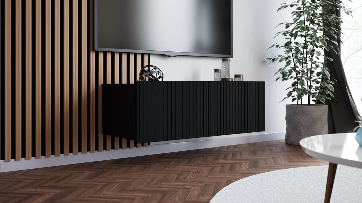 Promeubels - Tv meubel Kingston - Zwart mat - 100cm - Tv kast - Hangend of staand
