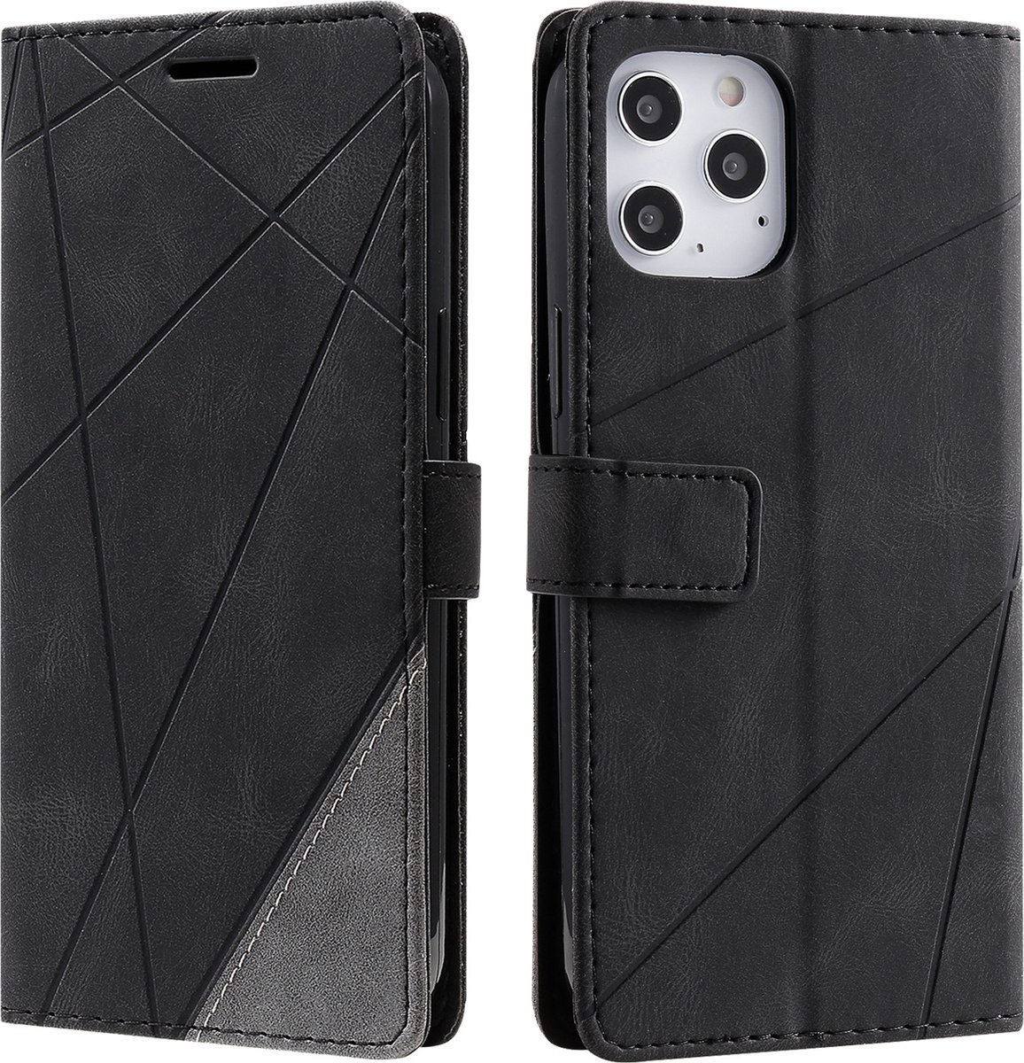 Telefoonhoesje geschikt voor Apple iPhone 16 Pro - Hoogwaardig PU Leren Hoesje - Luxe Uitstraling - Pasjeshouder – Zwart