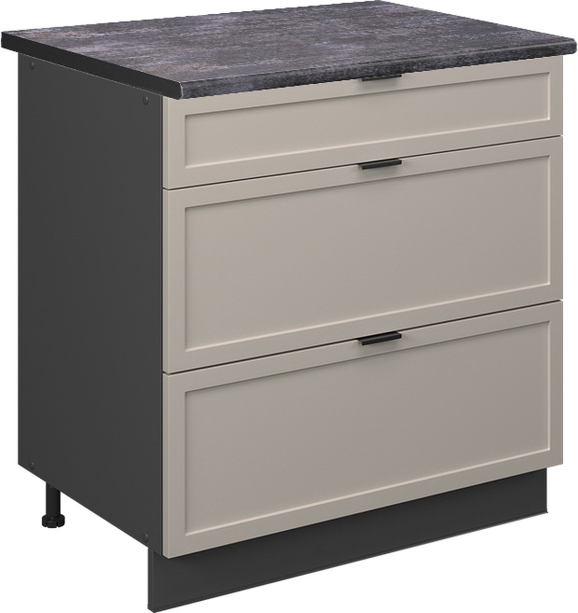 Vicco Fame-Line Keukenonderkast – 80 cm met 3 laden, WB Antraciet GrijsBeige