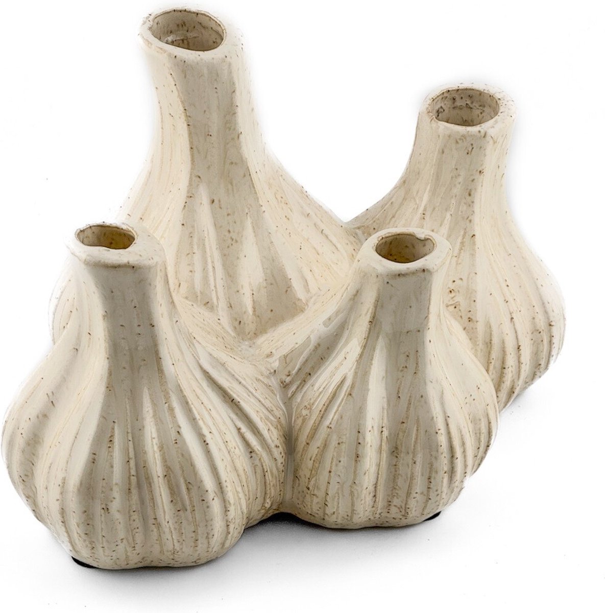 homebound by ky Aardewerk tulpenvaas garlic beige | beige bloemenvaas | 19,5x15,5x14,5cm | bloemenvaas Off-white